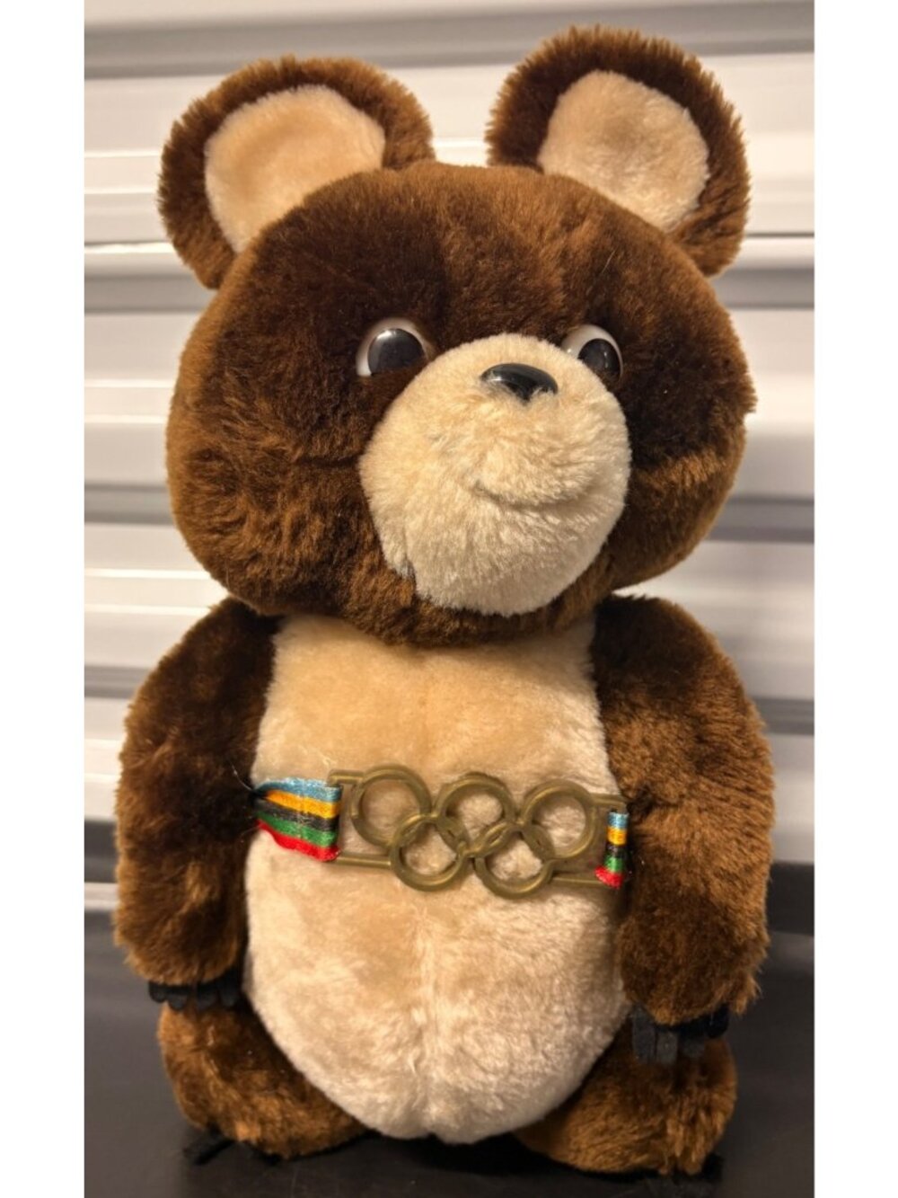 Misha 1980 Moscow Russia Olympics Plush Bear Vintage Stuffed Animal W/ Belt 12"